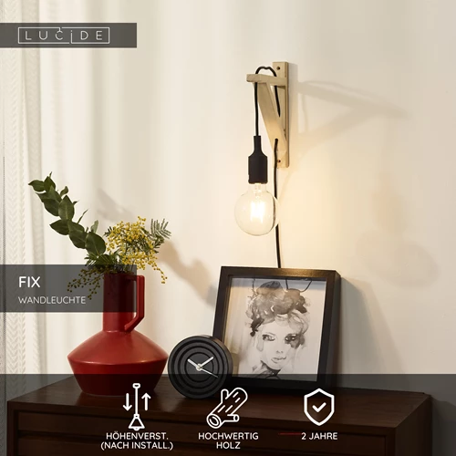 Lucide FIX - Wandleuchte - 1xE27 - Schwarz - USP